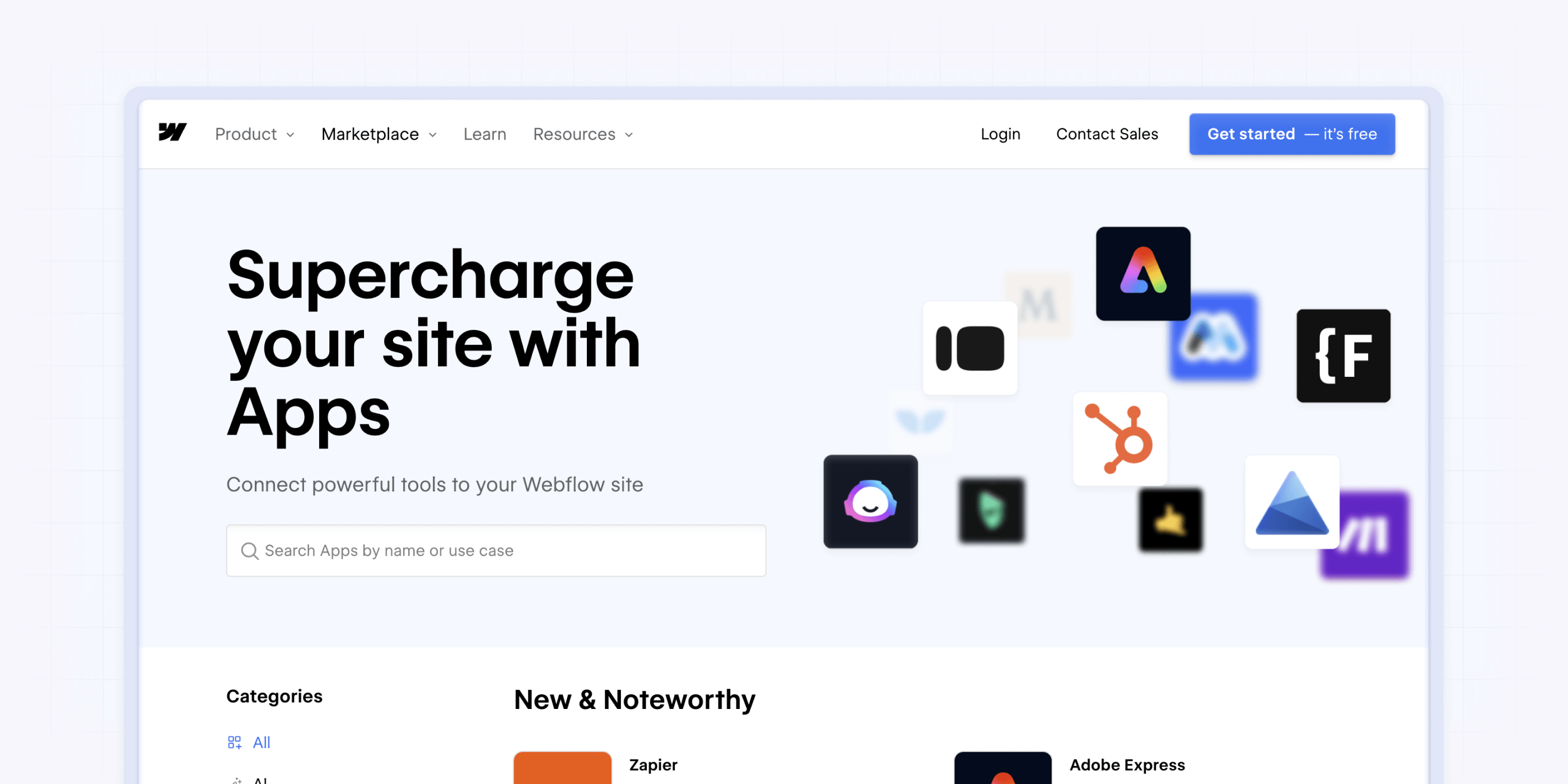 Webflow marketplace apps and integrations